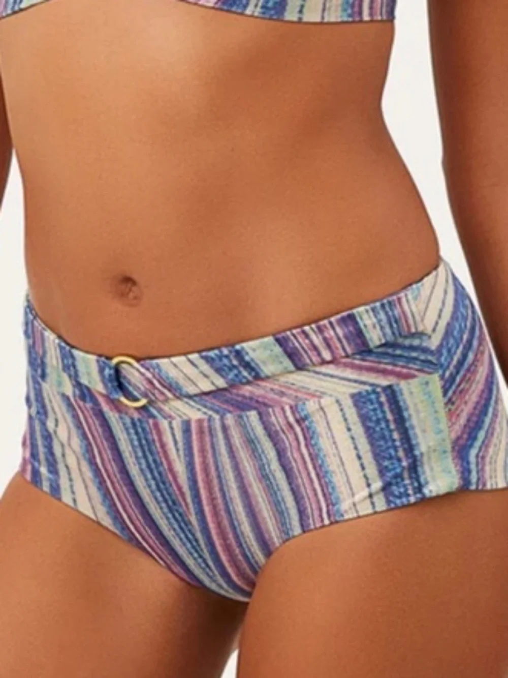 Frankies Bikinis Hailee Steinfeld Shimmy Blue Striped Bikini Bottom